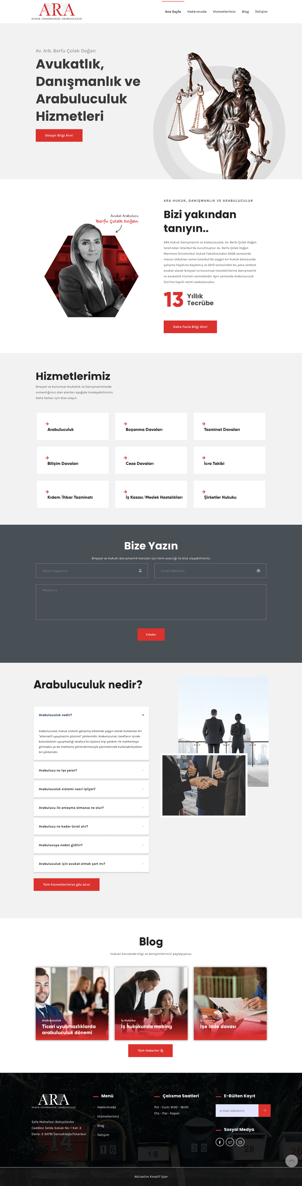 Ara Hukuk Avukatlık Web Sitesi Full Page