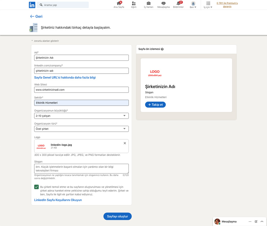 Linkedin Şirket Bilgileri