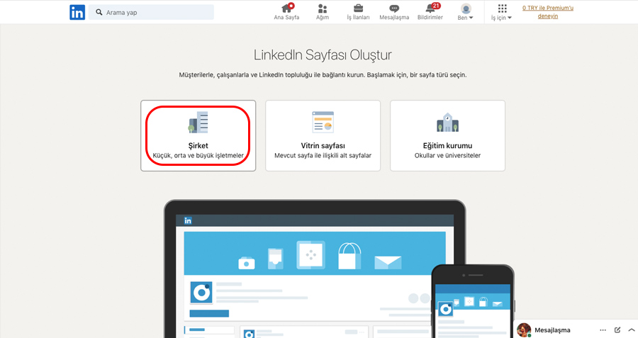 Linkedin şirket sayfaları