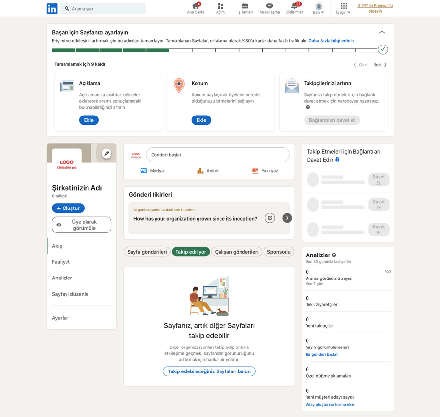 linkedin şirket sayfası düzenleme